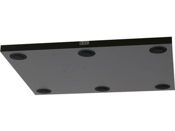 Black SSC Solidbase vibration damper, bottom view, 6 black circular feet on black rectangular plate