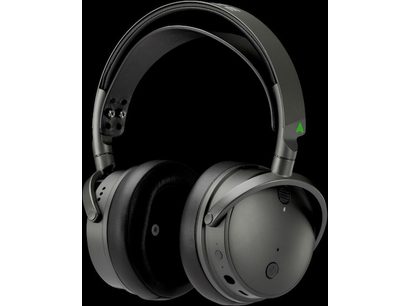 Casque sans-fil Audeze Maxwell Xbox noir, vue de trois-quarts de profil gauche, oreillettes ovales, arceau rembourré