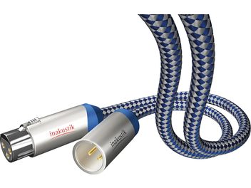 Inakustik NF-XLR analogt XLR-lydkabel 3m, cylindriske sølvfarvede metalstik, blå og grå fletning, 2 forgyldte ben