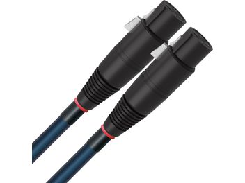 Analog lydkabel XLR Oasis 10 XLR 1m, sorte cylindriske stik, riflede ender, røde ringe, mørkeblå kappe