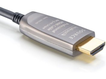 Inakustik optiline HDMI 2.1 pro kaabel 10m, hõbedased pistikud, hall ümbris, pealtvaade