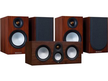 Monitor Audio Silver 50 7G puhvrikorpuste komplekt pähklipuupuiduga viimistlusega, 5 kõlarit mustade ja hõbedaste kõlarikatega