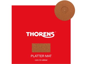 Turntable mat for Thorens vinyl turntable Cork Felt in brown cork with textured surface, front view