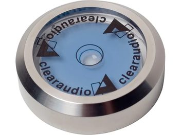 Livella a bolla d'aria Clearaudio Level Gauge Silver, custodia in metallo spazzolato, quadrante blu graduato, bolla centrale