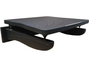 Έπιπλο Hi-Fi Bassocontinuo Melodica 2.1 μαύρο ματ, τρισδιάστατη όψη, δύο καμπύλα ράφια σε καμπύλα πόδια