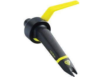 Ortofon Concorde MKII CLUB DJ-pickup, sort og gul, strømlinet form, klar gul diamantnål