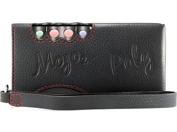 Μαύρη δερμάτινη θήκη Chord Electronics για Mojo 2 και Poly, ορθογώνια, χαραγμένη, με κόκκινες ραφές, 4 έγχρωμα κουμπιά