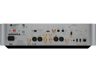 Lettore audio di rete Cambridge Audio EDGE NQ, vista posteriore, connettività audio e di rete, finitura grigio metallizzato