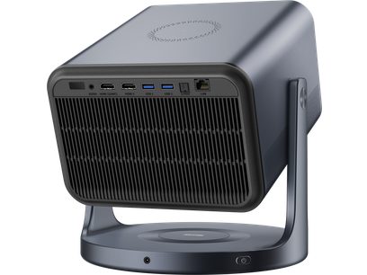 Hisense C2 Pro, tagantvaade, nähtavad ühendused: audio, 2 HDMI, 2 USB, S/PDIF, LAN, ventilatsioonivõre, ümmargune tugi
