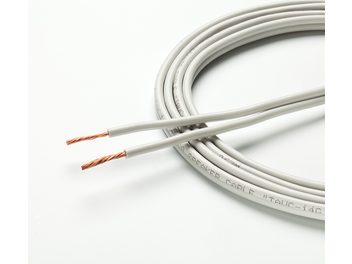 Câble pour enceinte Taga Harmony TAVC-14 G blanc, vue rapprochée de face, deux conducteurs parallèles, gaine ronde