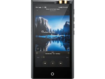 Audiofiilne Cayin N7 mustast metallist, eestvaates, suur täispinnaga puuteekraan, all valge ümmargune puutenupp, peal väljaulatuv kuldne helitugevuse rullik, paremal küljel külgnupud