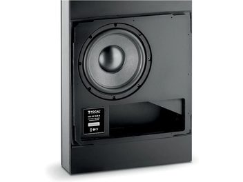Focal 100 IWSUB8 in-wall subwoofer, matte black enclosure, metallic gray speaker, black label
