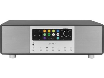 Sonoro Primus bordradio i mat grafit og sølv, rektangulær, LCD-skærm, touch-knapper, højttalere