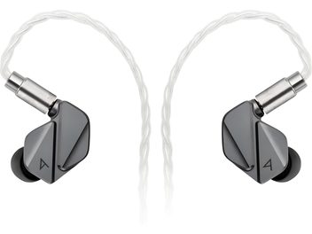 Astell&Kern ZERO 2 in-ear hovedtelefoner med gennemsigtige ørepropper og mørkegrå transducere, set forfra