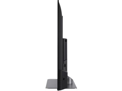 TV-50W83AEG Panasonic, vue latérale, écran plat noir, support rectangulaire gris, connecteur visible à l'arrière