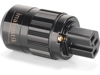 C15R Power Adapter Plug DRUCK, black finish, ribbed cylindrical body, 3-pin connector, visible gold screw