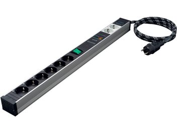 Multiprise Inakustik Reference Power Bar AC-2502-SF8 1,5m noire, 6 prises, interrupteurs individuels, câble tressé noir