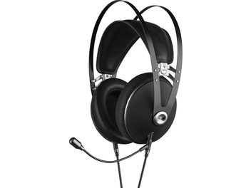 Κλειστά ακουστικά hi-fi Meze Audio 99 Neo με κιτ μικροφώνου boom, όψη από μπροστά, μαύρο στήριγμα κεφαλής, κυκλικά μαξιλαράκια, εύκαμπτο μικρόφωνο