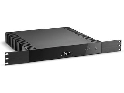 Ampli hi-fi stéréo Naim Audio CI-Uniti 102 noir, vue de face, format rectangulaire, grilles de ventilation, façade minimaliste