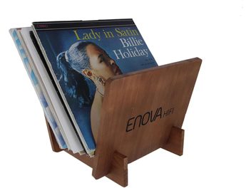 Ξύλινη τριγωνική βάση από καρυδιά Enova HIFI Vinyl range 25, με δίσκους βινυλίου συμπεριλαμβανομένου της Billie Holiday