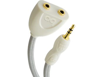 Divisore audio analogico Jack 3,5 mm maschio a due mini-Jack 3,5 mm femmina bianco, connettori dorati