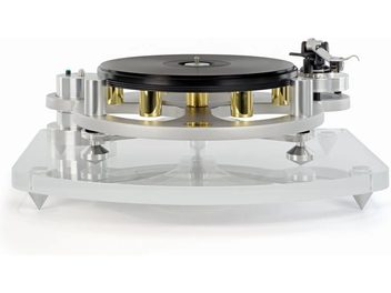 Michell Engineering Iso Base brushed aluminum turntable, 3 adjustable feet, glossy black platter with tonearm