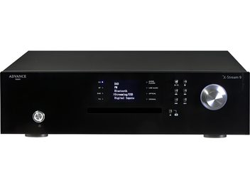 Player audio de rețea Advance Paris X-Stream 9, panou frontal din aluminiu periat, afișaj LCD albastru, butoane din aluminiu