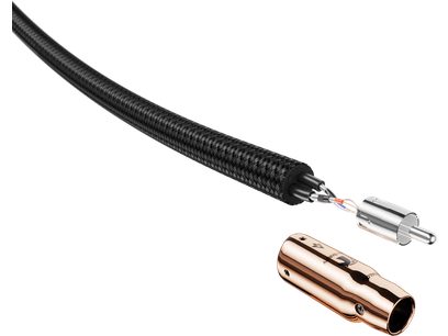 Καλώδιο ήχου RCA Audioquest Black Beauty 1μ., με επίχρυσες υποδοχές, μαύρη πλεξούδα θήκη, άποψη από πάνω σε λευκό φόντο