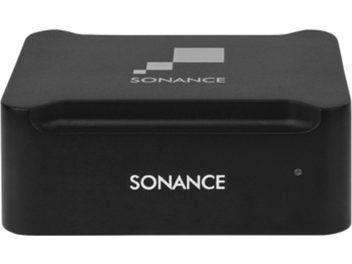 Trådløs sender Sonance SWT, rektangulær sort kabinet, forside med hvidt "SONANCE"-logo, set ovenfra