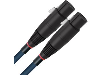 Analogt RCA-lydkabel Wireworld Luna 10 XLR 1m med sorte cylindriske stik, metalender og blå kappe