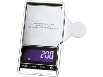 Balance de précision numérique Cartridge Digital Scale 0.01g-200g avec écran LCD affichant 2.00 g, boutons et plateau en métal