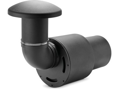 Udendørs højttaler Focal OD SUB 12 sort, cylindrisk basreflekskabinet i mat sort med højttaler og beskyttelsesgitter