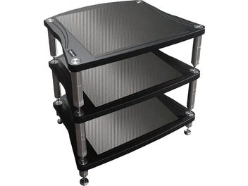 Έπιπλο hi-fi Bassocontinuo Accordeon XL4 2.1, μαύρη δομή, 3 γυάλινα επίπεδα, κυλινδρικά πόδια
