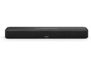 Μαύρη ορθογώνια επιμήκης ηχοβαρα Denon Home 550, μετωπική όψη, με ακουστική σχάρα σε όλη την εμπρόσθια επιφάνεια