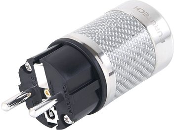 Furutech FI-E50NCF (R) silver-plated male connector with cylindrical anti-noise braided carbon fiber filter