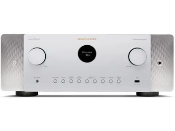 Marantz Cinema 60 DAB sølv hjemmebiograf-forstærker, rektangulær front i børstet metal med display og knapper