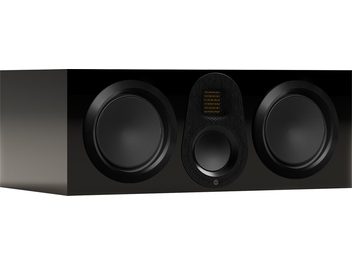 Enceinte centrale Monitor Audio Gold C250 6G, vue de face, 2 grands haut-parleurs circulaires, 1 tweeter central, finition noire