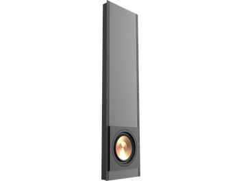 Klipsch PRO-1200SW dark matte gray in-wall subwoofer, gold speaker, elongated vertical format