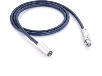 Analogni avdio kabel XLR Inakustik Connect 212 Audio 1 m, sivomodra PVC ovojnica, srebrni metalni moški in ženski valjasti konektorji z pozlačenimi stikali, pogled zgoraj