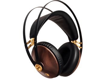 Casque hifi clos Meze Audio 99 Classics Noyer/Gold, oreillettes en bois, arceau et coques noirs, détails dorés