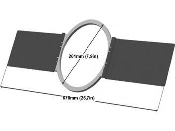 Teknisk diagram med dimensioner for et Cabasse monteringssæt til de indbygningshøjttalere Archipel 13ICD/13ICP, set forfra