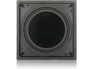 Monitor Audio IWS-10 in-wall subwoofer, matte black front panel, center speaker, dark gray perforated grille