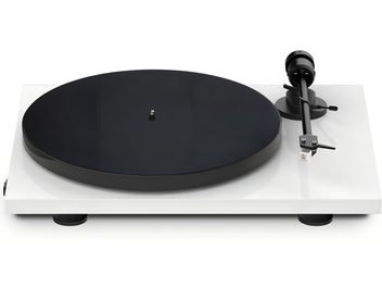 Hi-fi vinylspelare E1 BT vit AT3600L med svart cirkulär tallrik, svart tonarm, vit rektangulär bas, cylindriska fötter