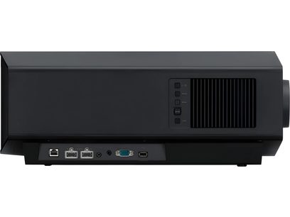 Vidéoprojecteur Sony BRAVIA Projector 8 (VPL-XW6100ES) noir, vue latérale, boutons et ports visibles, grille de ventilation