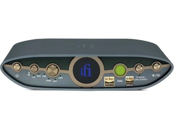 iFi Audio Zen blue 3 trådlös sändare, framsida, knappar och ljusindikatorer, mörkgrå finish