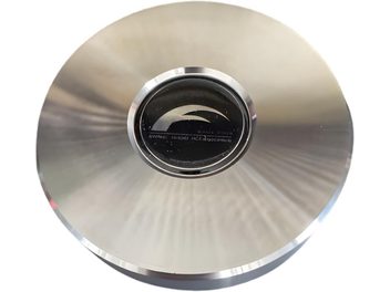 Franc Audio Accessories Damper 2.5Kg silver, made of silver-plated metal with a brushed finish and a black central insert featuring the logo, top view