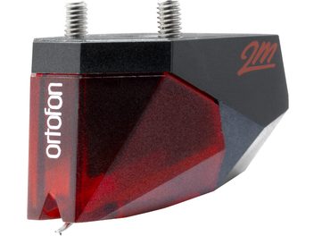 Ortofon 2M Red Verso rød og sort pickup til vinylpladespiller, trapezformet krop, diamantnål, nærbillede