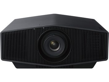 Sony VPL-XW5000ES sort videoprojektor, set forfra, afrundet rektangulær form, sort gitter på forsiden, linse i midten