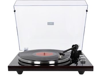 Giradischi Enova HIFI Vision 3 USB in noce scuro, braccio di lettura, testina, piatto in vetro, coperchio antipolvere trasparente, pulsanti di controllo