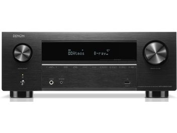 Denon AVR-X2800H DAB sort home cinema-forstærker, sort, front i børstet aluminium, LCD-display, knapper og betjeningselementer